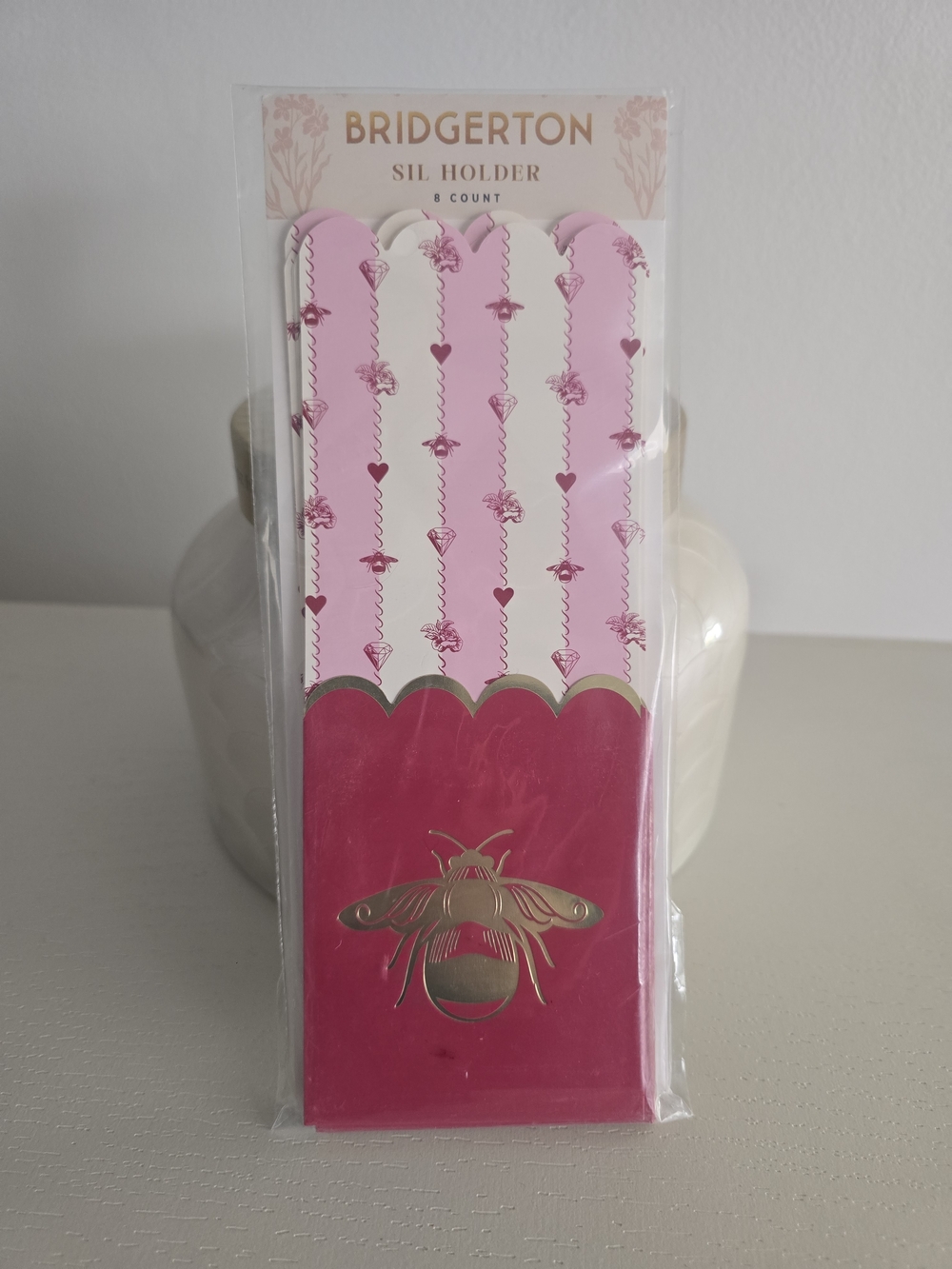 Bridgerton Pink & White Sil Holders - 8 Count